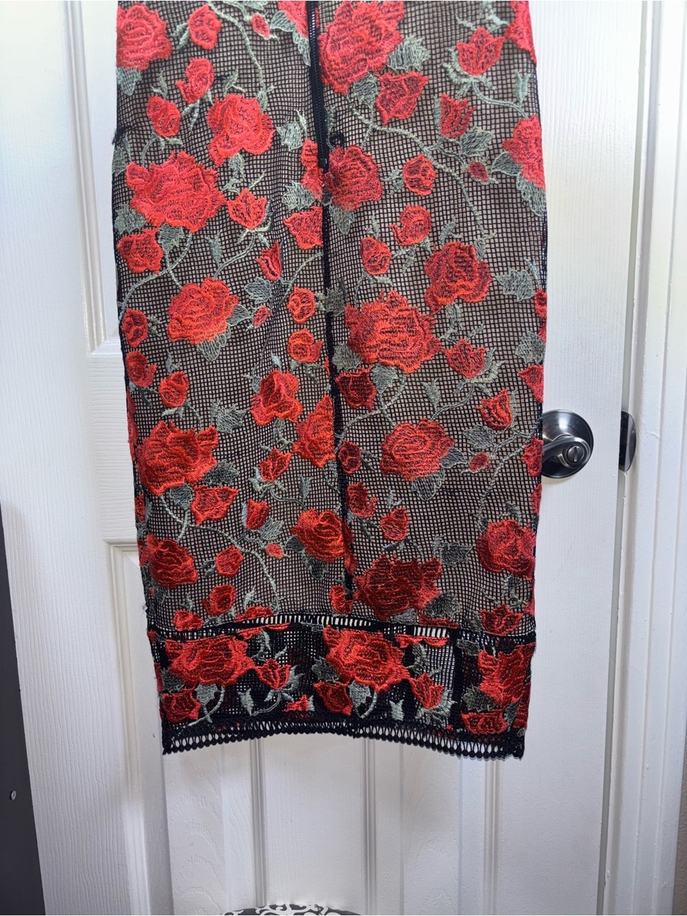 Gianni Bini Red Rose Embroidered Mesh Midi Dress - Picture 9 of 13